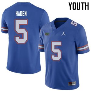 Youth Florida Gators #5 Joe Haden NCAA Jordan Brand Royal Authentic Stitched College Football Jersey QRU5562YI